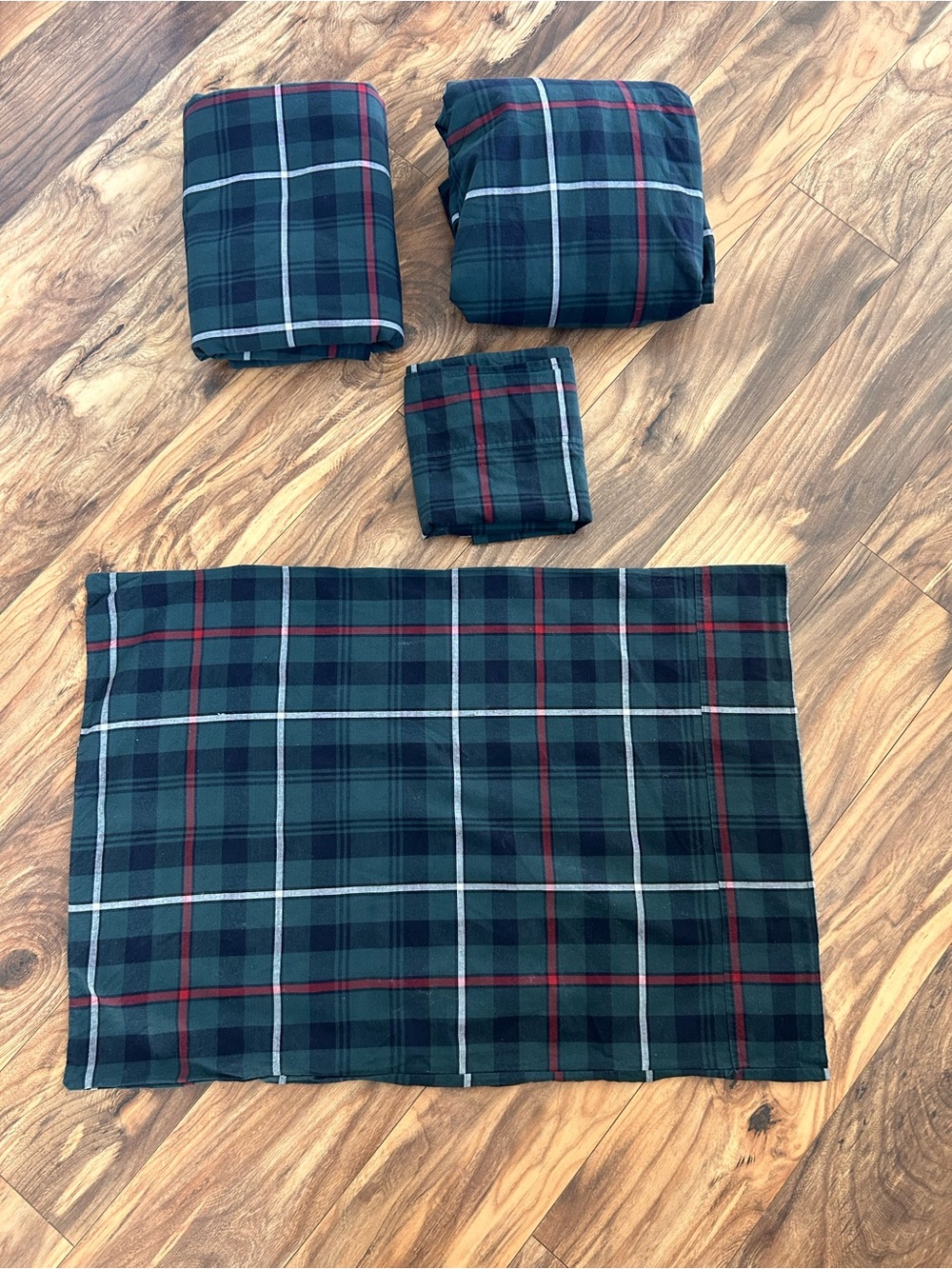 Ralph Lauren Bradley Green Plaid Cotton Bedding/Sheet Set Queen